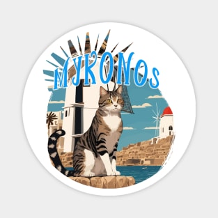 A Cute Cat In Mykonos Magnet